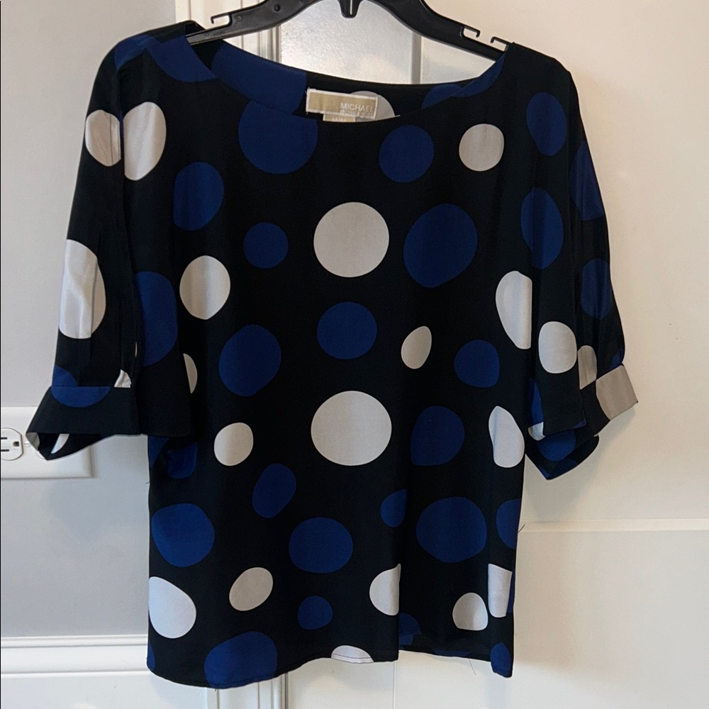 Michael Michael Kors Polka Dot Balloon Sleeve Silk Blouse